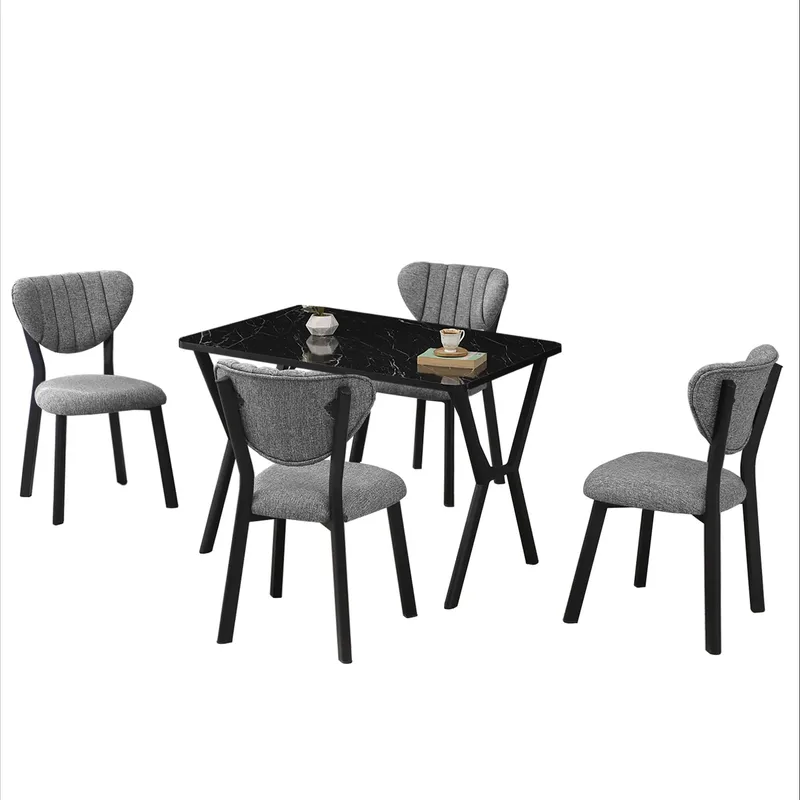 Krylor spisegruppe bord 110 cm + 4 stoler - Grå og Svart - Møbler - Bord - Spisegrupper