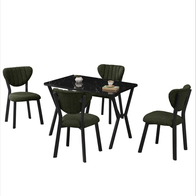 Krylor spisegruppe bord 110 cm + 4 stoler - Grønn og Svart - Møbler - Bord - Spisegrupper