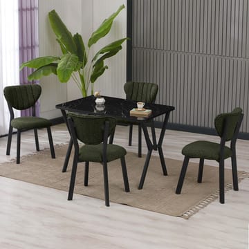 Krylor spisegruppe bord 110 cm + 4 stoler - Grønn og Svart - Møbler - Bord - Spisegrupper