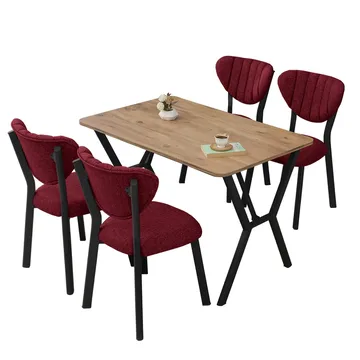 Krylor spisegruppe bord 110 cm + 4 stoler - Vinrød og Valnøtt - Møbler - Bord - Spisegrupper