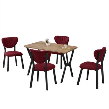 Krylor spisegruppe bord 110 cm + 4 stoler - Vinrød og Valnøtt - Møbler - Bord - Spisegrupper