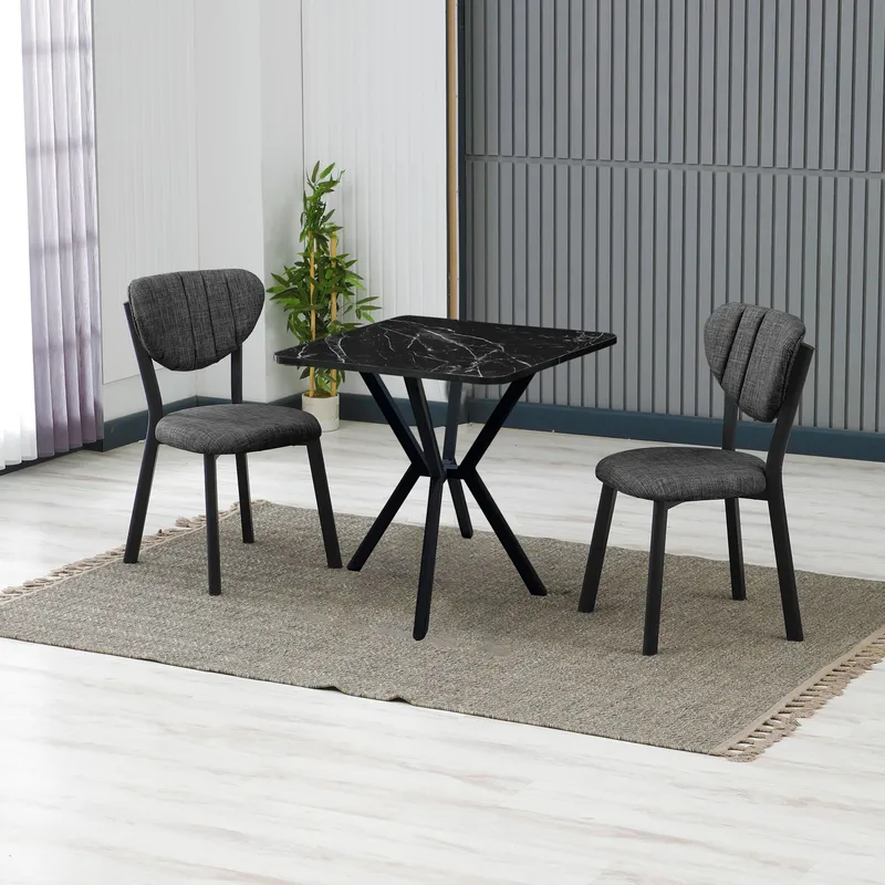 Krylor spisegruppe bord 70 cm + 2 stoler - Antrasitt Svart - Møbler - Bord - Spisegrupper