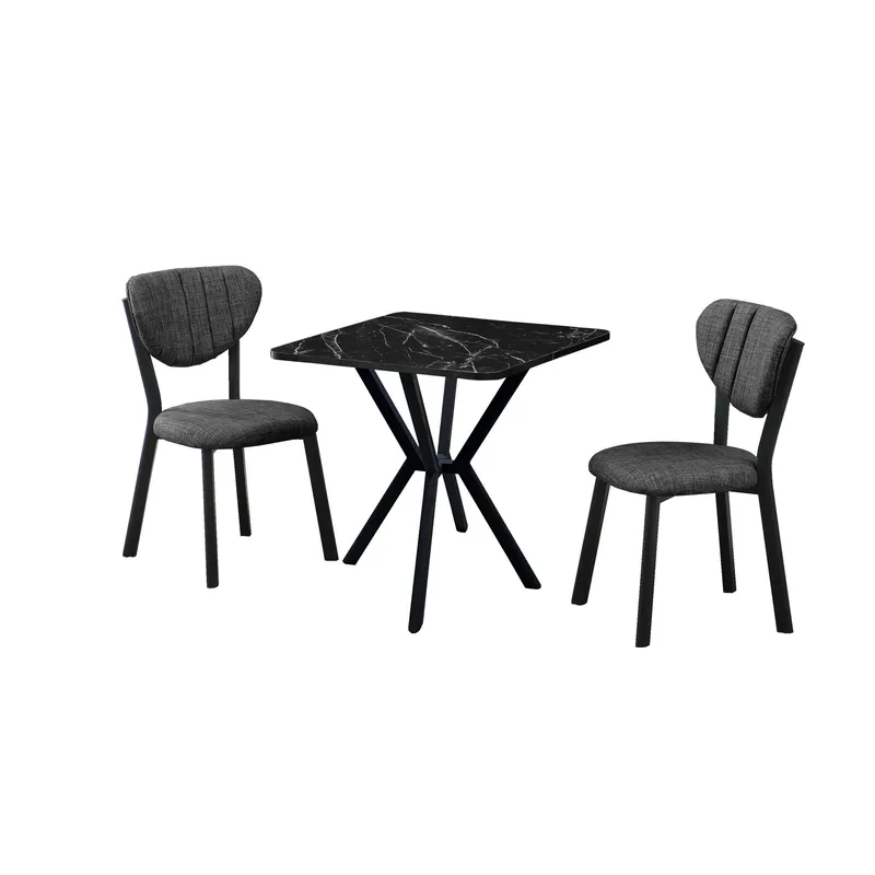 Krylor spisegruppe bord 70 cm + 2 stoler, Antrasitt Svart