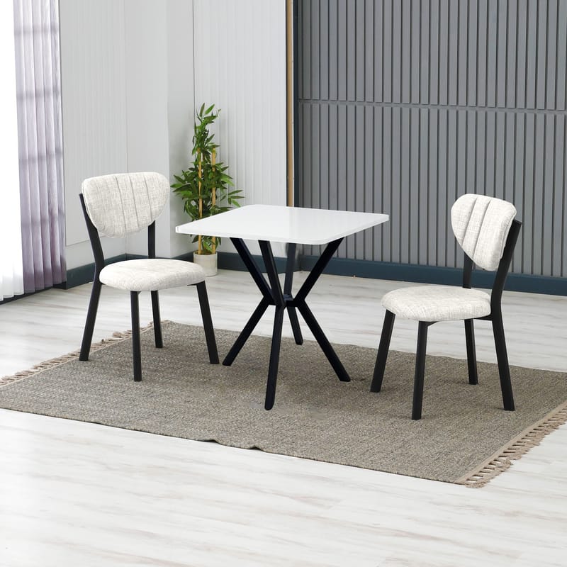 Krylor spisegruppe bord 70 cm + 2 stoler - Krem Hvit - Møbler - Bord - Spisegrupper