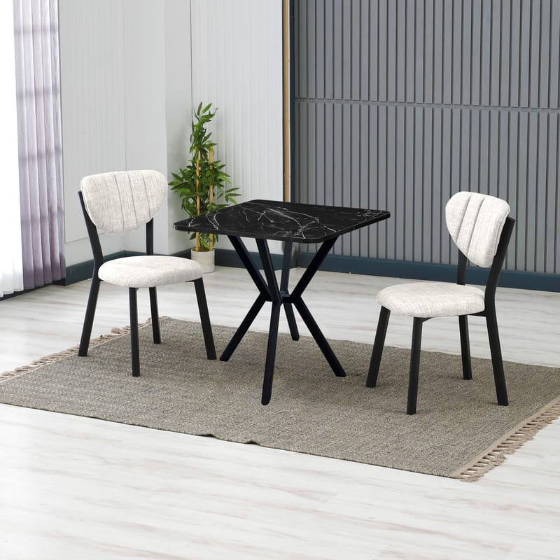 Krylor spisegruppe bord 70 cm + 2 stoler - Krem Svart - Møbler - Bord - Spisegrupper