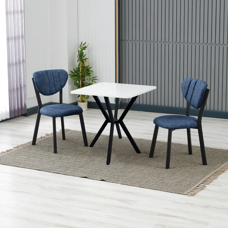 Krylor spisegruppe bord 70 cm + 2 stoler - Marineblå, Hvit - Møbler - Bord - Spisegrupper
