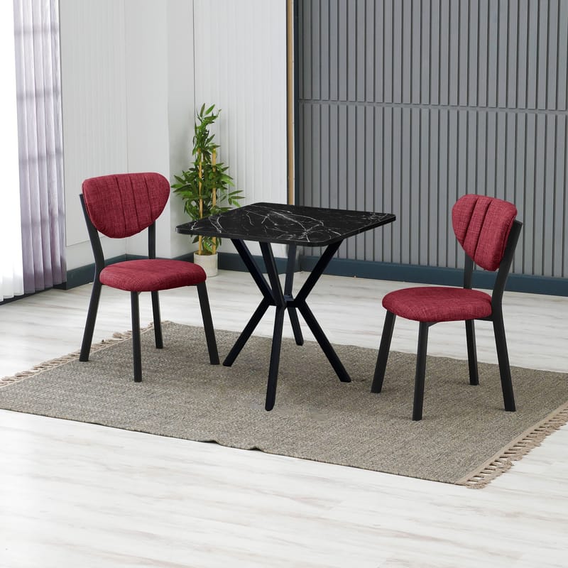 Krylor spisegruppe bord 70 cm + 2 stoler - Vinrød Svart - Møbler - Bord - Spisegrupper