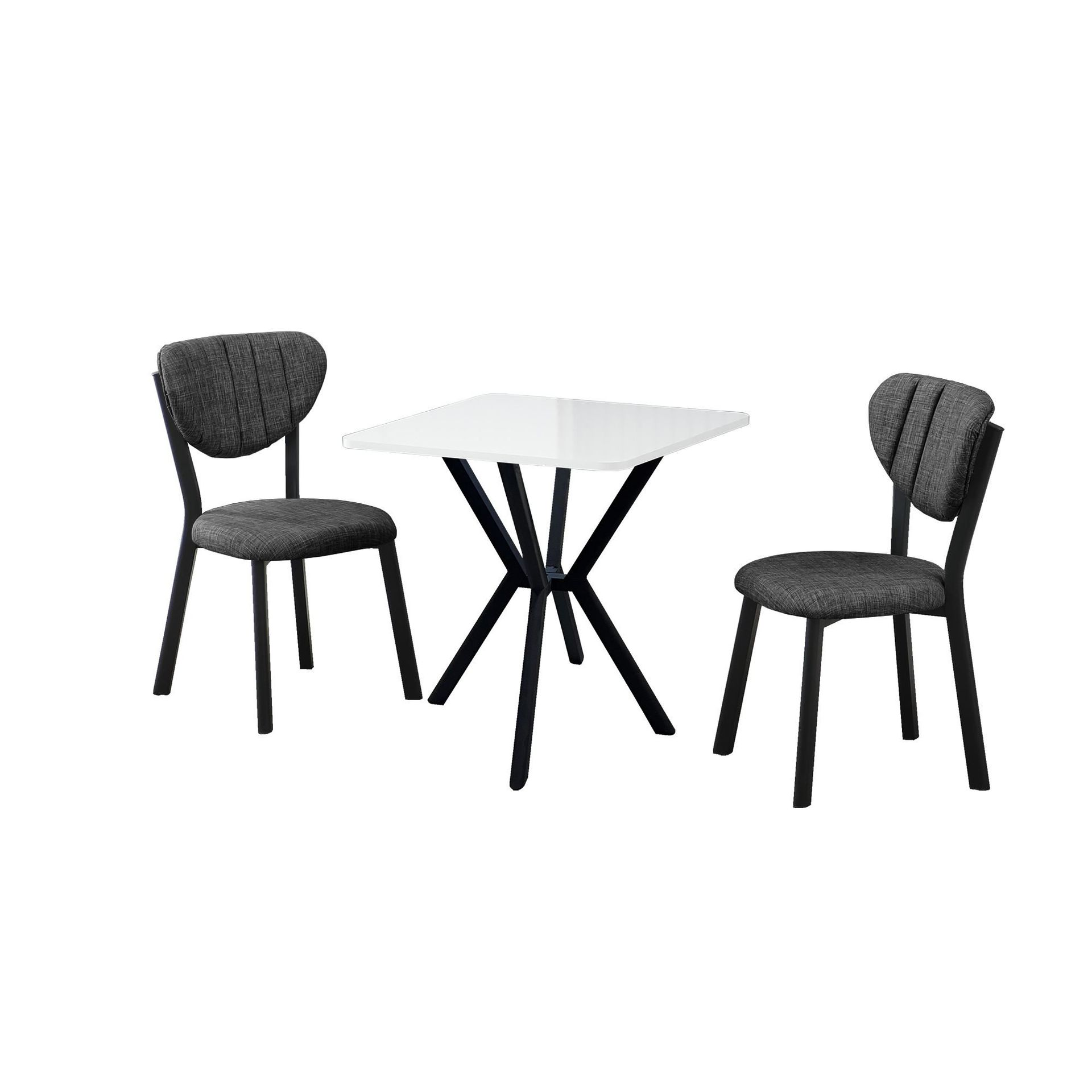 Krylor spisegruppe bord 70 cm + 2 stoler - Antrasitt/Hvit