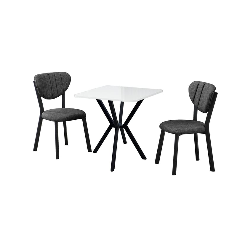 Krylor spisegruppe bord 70 cm + 2 stoler, Antrasitt/Hvit