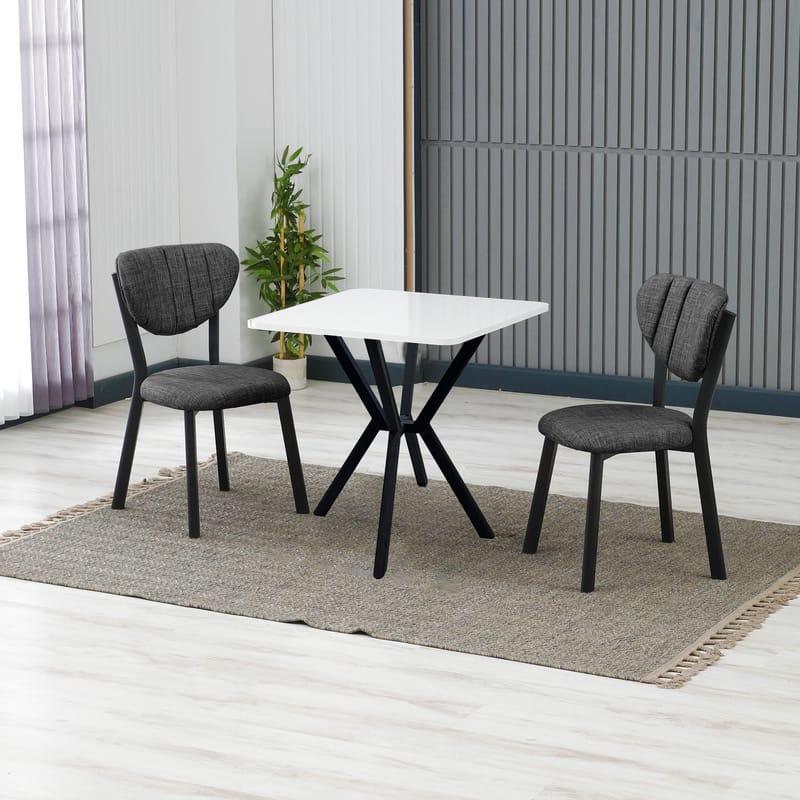 Krylor spisegruppe bord 70 cm + 2 stoler - Antrasitt/Hvit - Møbler - Bord - Spisegrupper