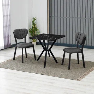 Krylor spisegruppe bord 70 cm + 2 stoler - Antrasitt/Svart - Møbler - Bord - Spisegrupper