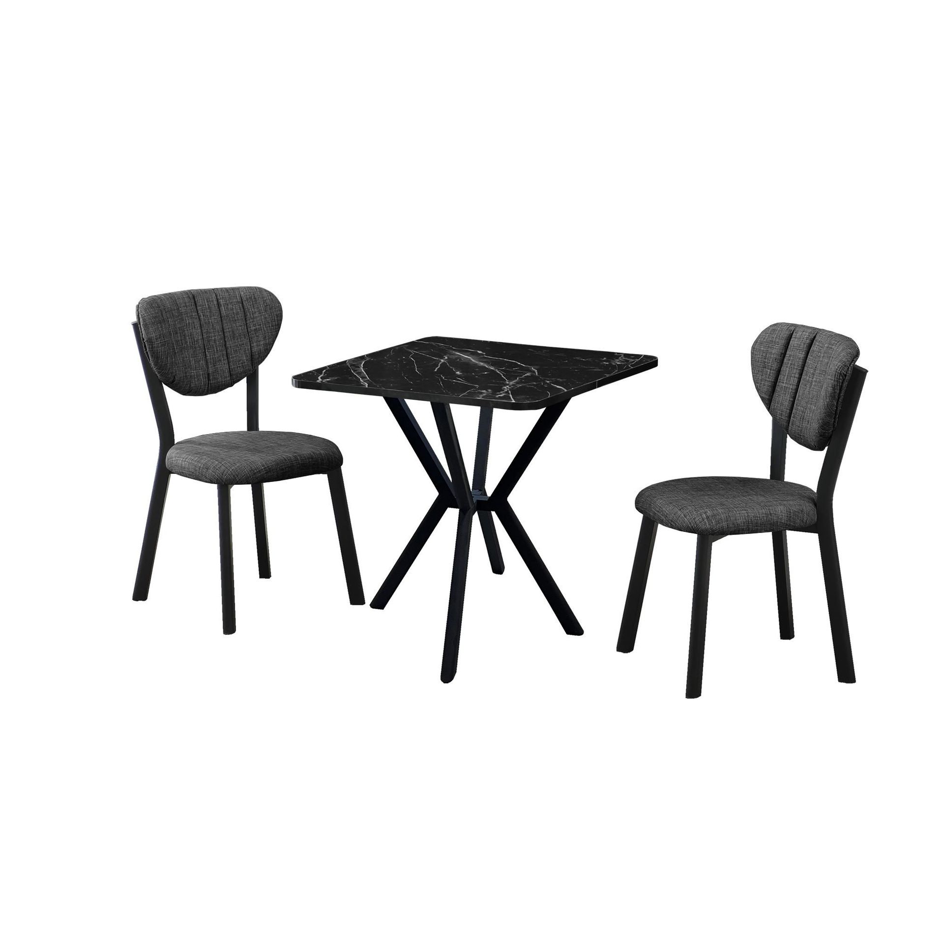 Krylor spisegruppe bord 70 cm + 2 stoler - Antrasitt/Svart