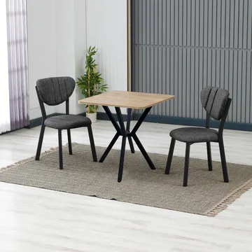 Krylor spisegruppe bord 70 cm + 2 stoler - Antrasitt/Valnøtt - Møbler - Bord - Spisegrupper