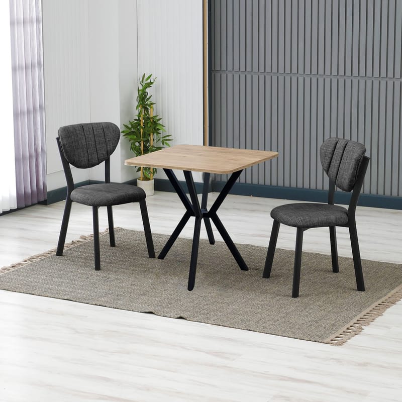 Krylor spisegruppe bord 70 cm + 2 stoler - Antrasitt/Valnøtt - Møbler - Bord - Spisegrupper