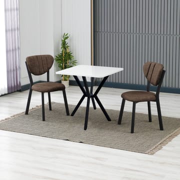 Krylor Spisegruppe Bord 70 cm + 2 Stoler - Brun Hvit - Møbler - Bord - Spisegrupper
