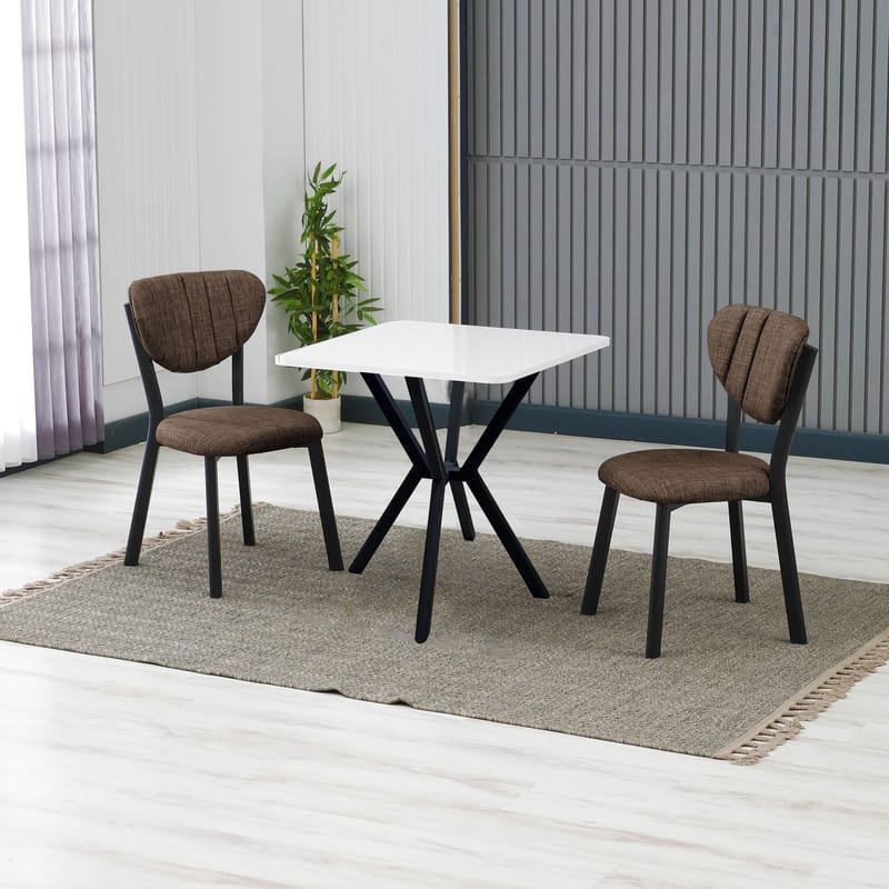 Krylor Spisegruppe Bord 70 cm + 2 Stoler - Brun Hvit - Møbler - Bord - Spisegrupper