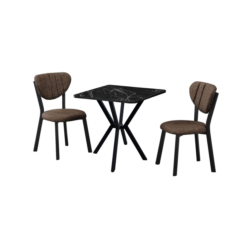 Krylor spisegruppe bord 70 cm + 2 stoler, Brun Svart