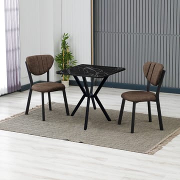 Krylor spisegruppe bord 70 cm + 2 stoler - Brun Svart - Møbler - Bord - Spisegrupper