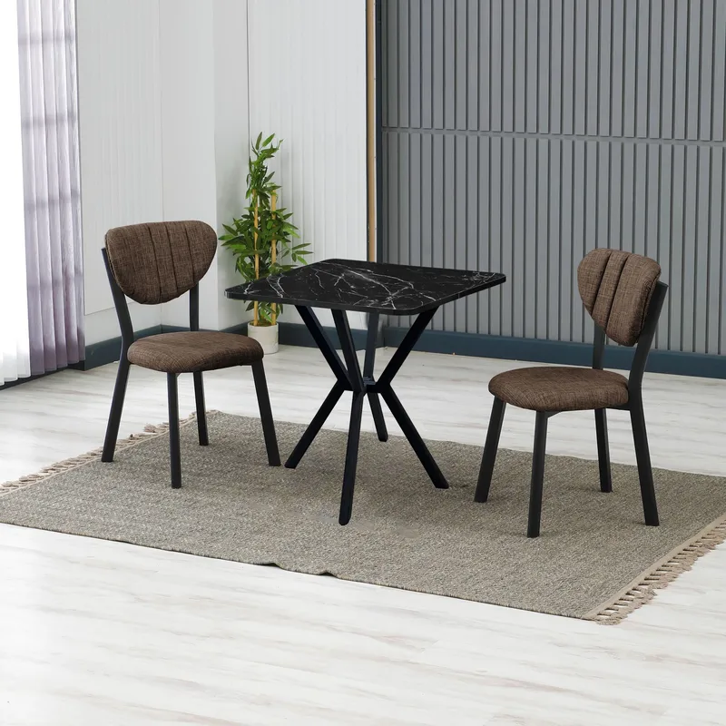 Krylor spisegruppe bord 70 cm + 2 stoler - Brun Svart - Møbler - Bord - Spisegrupper