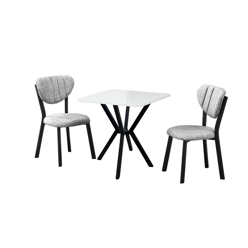 Krylor spisegruppe bord 70 cm + 2 stoler, Grå Hvit