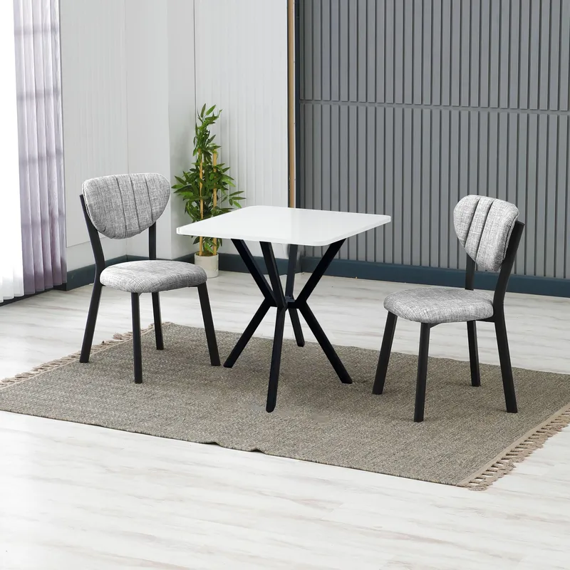 Krylor spisegruppe bord 70 cm + 2 stoler - Grå Hvit - Møbler - Bord - Spisegrupper