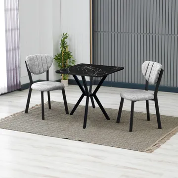 Krylor spisegruppe bord 70 cm + 2 stoler - Grå Svart - Møbler - Bord - Spisegrupper