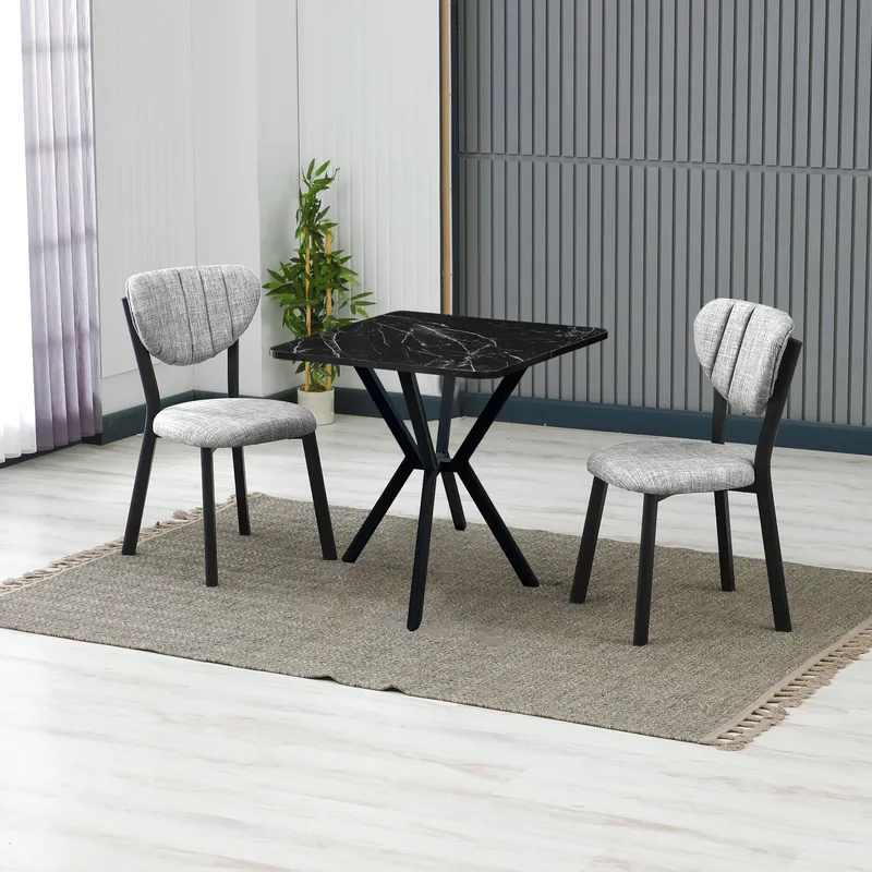 Krylor spisegruppe bord 70 cm + 2 stoler - Grå Svart - Møbler - Bord - Spisegrupper