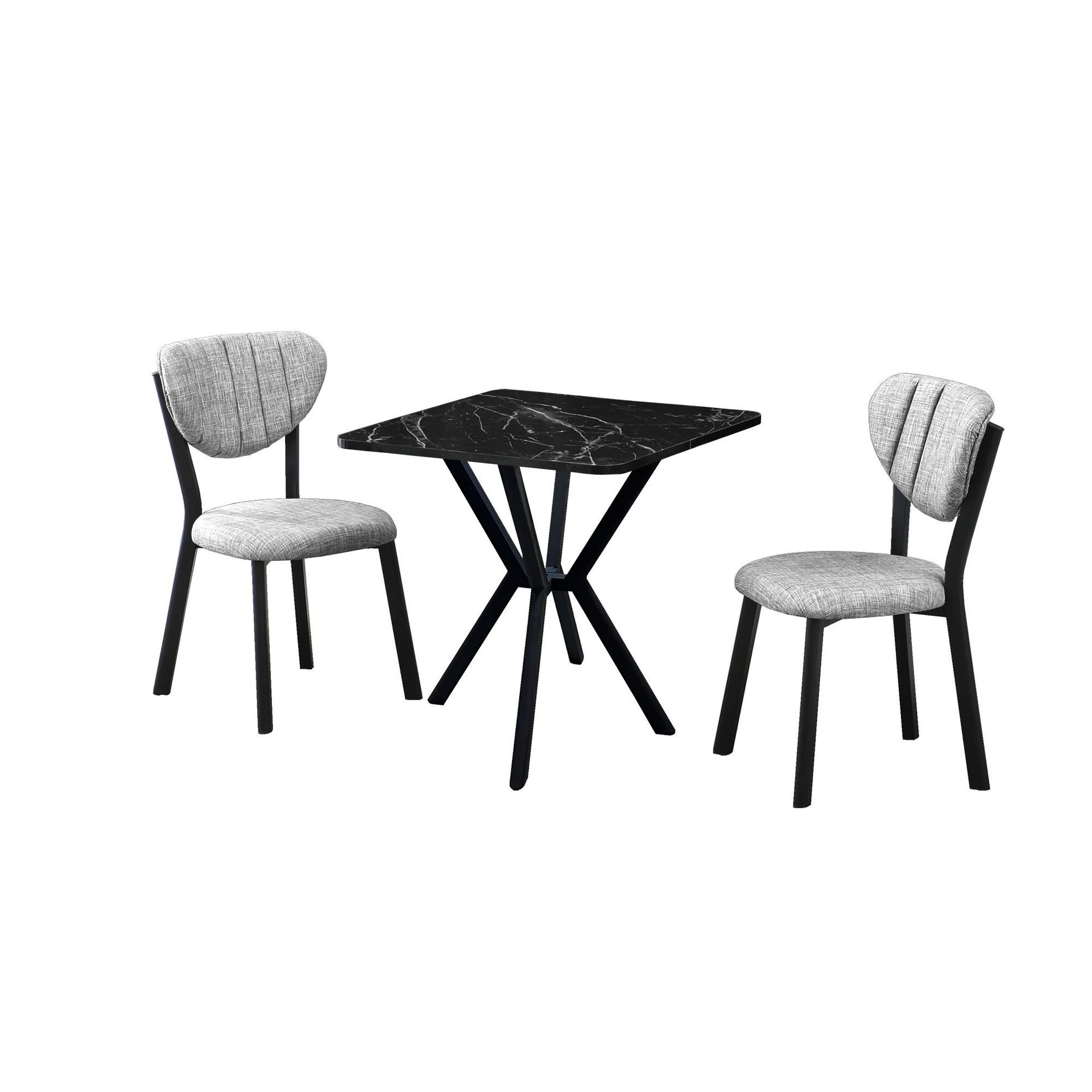 Krylor spisegruppe bord 70 cm + 2 stoler - Grå Svart