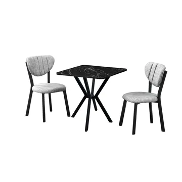 Krylor spisegruppe bord 70 cm + 2 stoler - Grå Svart - Møbler - Bord - Spisegrupper