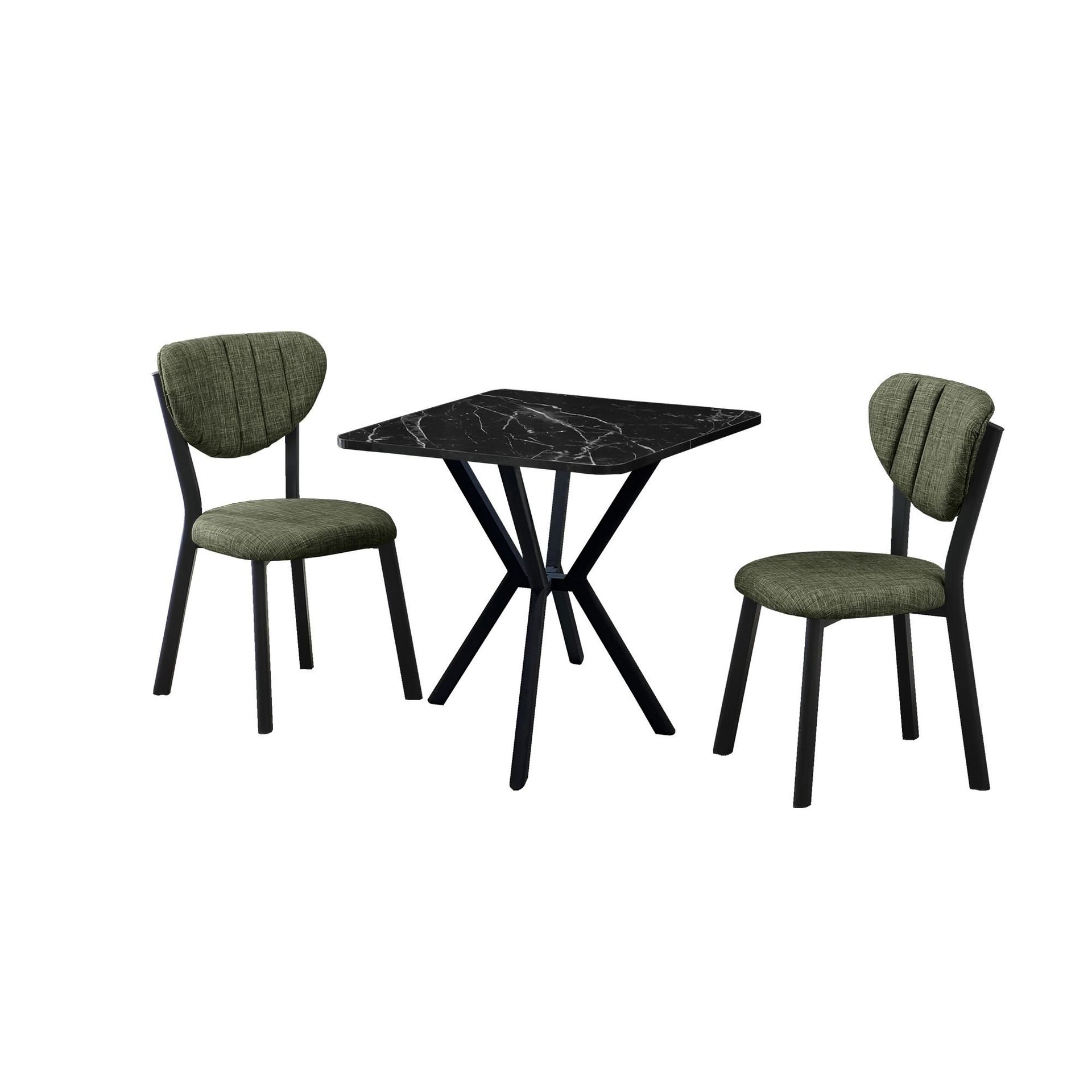 Krylor spisegruppe bord 70 cm + 2 stoler - Grønn Svart