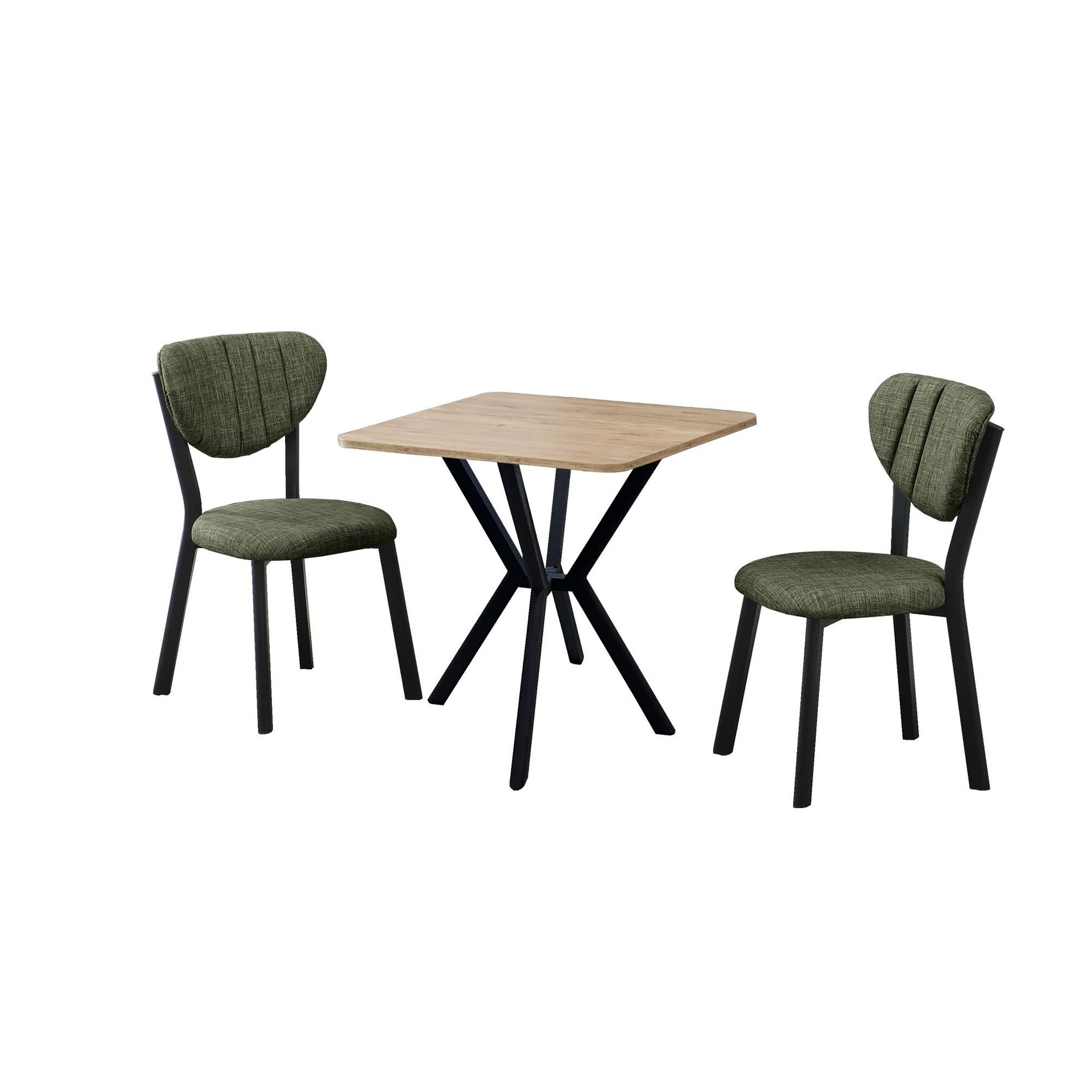 Krylor spisegruppe bord 70 cm + 2 stoler - Grønn Valnøtt