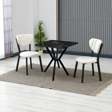 Krylor spisegruppe bord 70 cm + 2 stoler - Krem Svart - Møbler - Bord - Spisegrupper