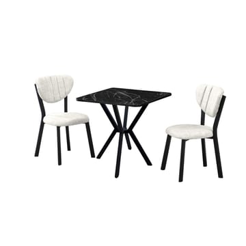 Krylor spisegruppe bord 70 cm + 2 stoler - Krem Svart - Møbler - Bord - Spisegrupper