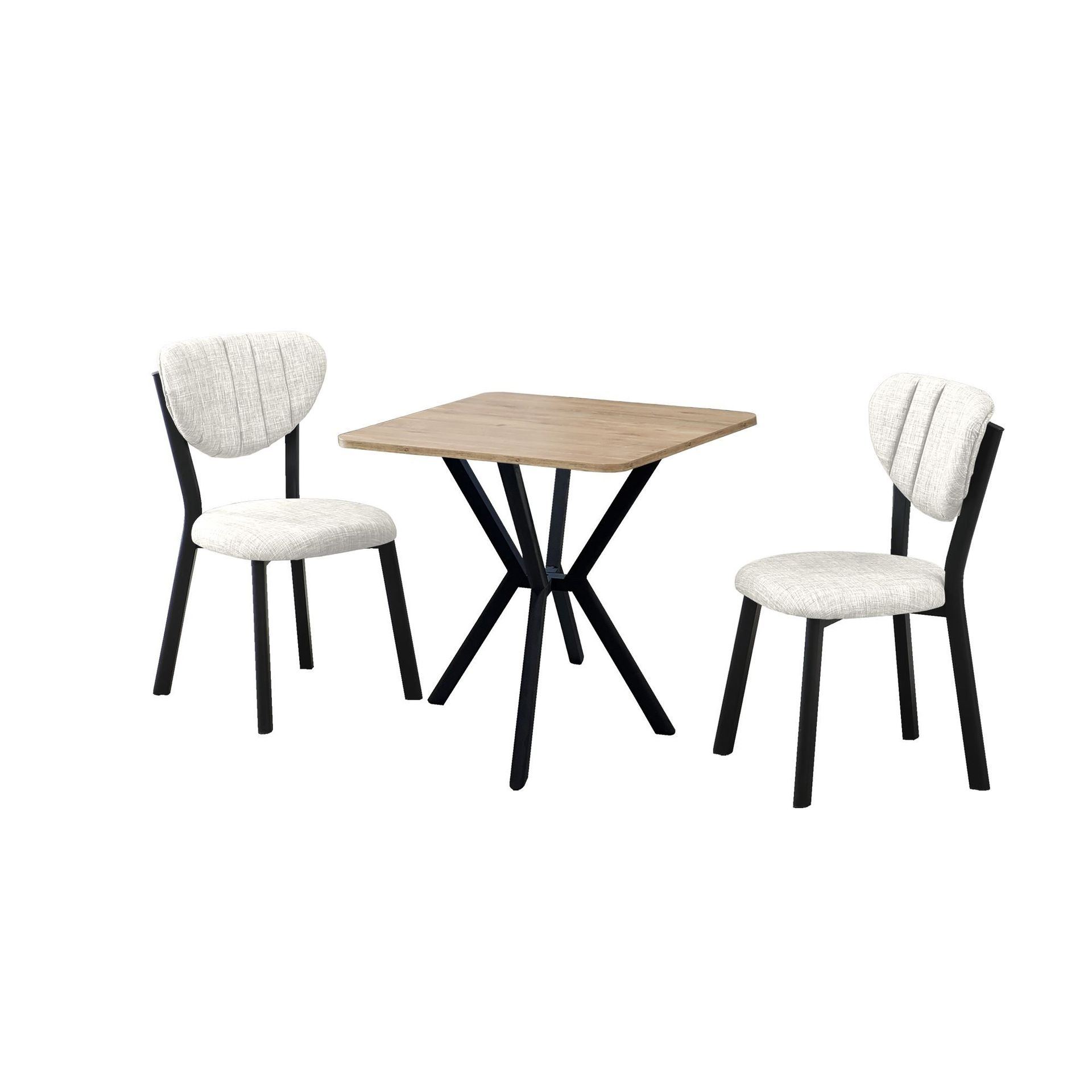 Krylor spisegruppe bord 70 cm + 2 stoler - Krem Valnøtt