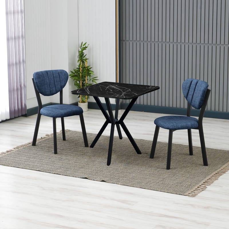 Krylor spisegruppe bord 70 cm + 2 stoler - Marineblå Svart - Møbler - Bord - Spisegrupper
