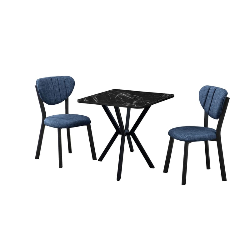 Krylor spisegruppe bord 70 cm + 2 stoler, Marineblå Svart