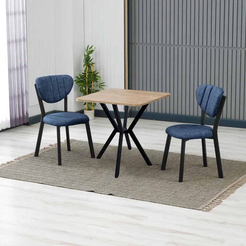 Krylor spisegruppe bord 70 cm + 2 stoler - Marineblå Valnøtt - Møbler - Bord - Spisegrupper