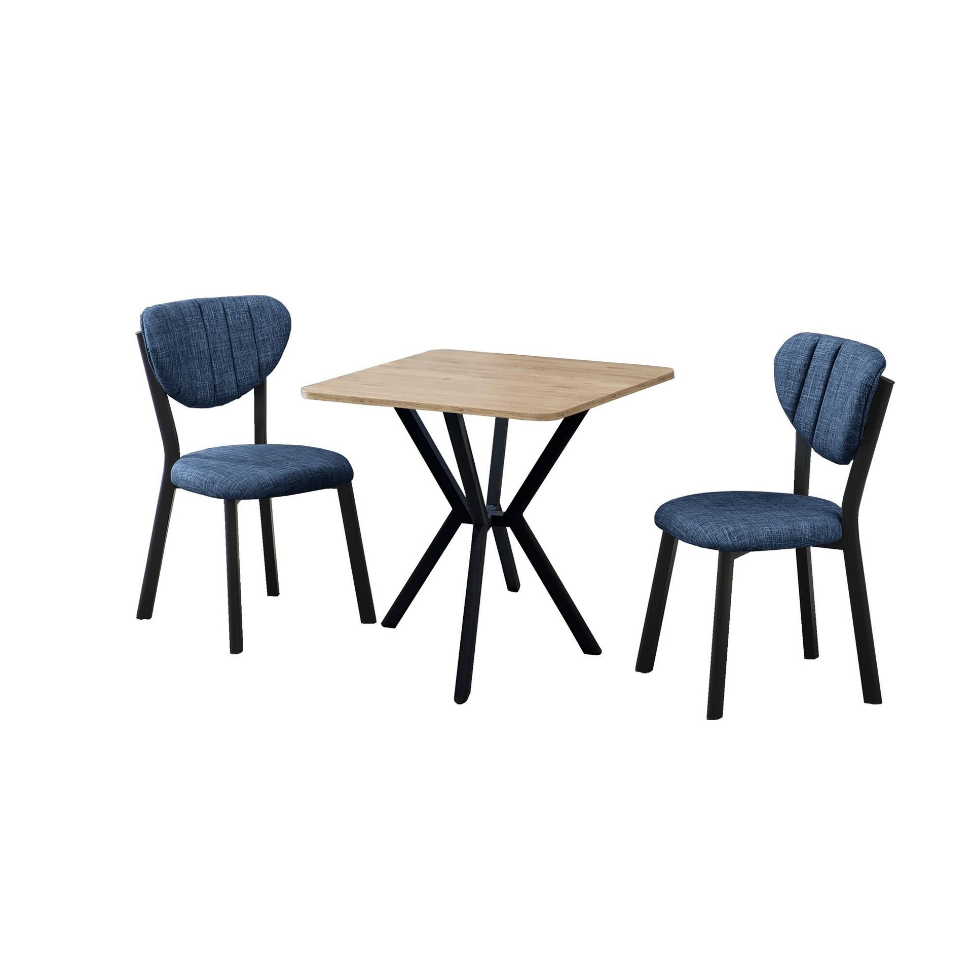 Krylor spisegruppe bord 70 cm + 2 stoler - Marineblå Valnøtt