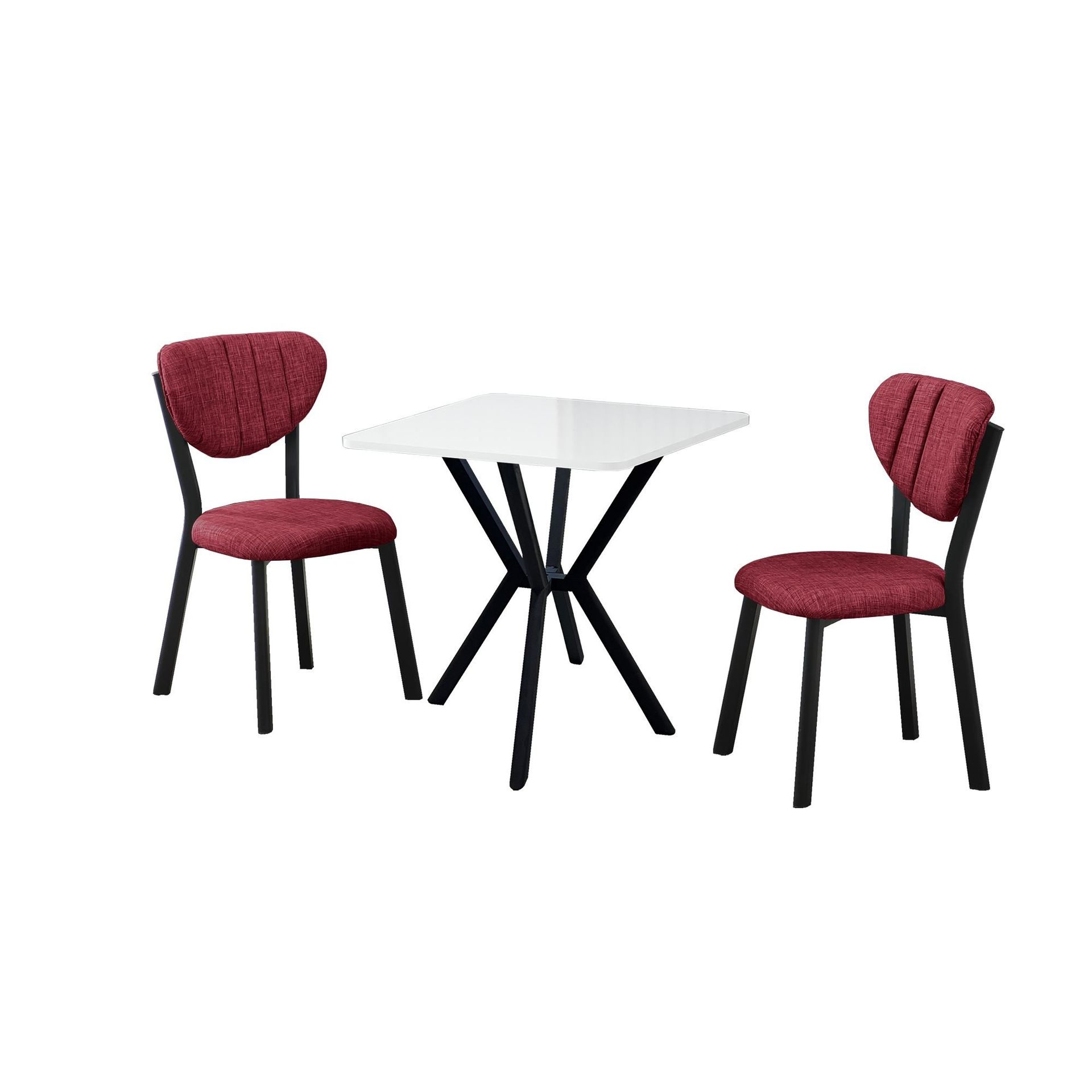 Krylor spisegruppe bord 70 cm + 2 stoler - Vinrød Hvit
