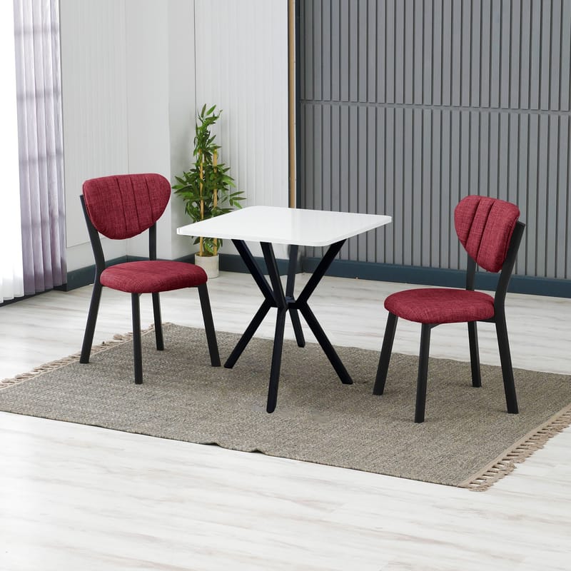 Krylor spisegruppe bord 70 cm + 2 stoler - Vinrød Hvit - Møbler - Bord - Spisegrupper