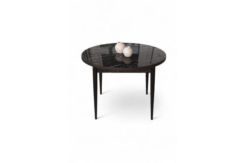 Kummer Spisebord 90 cm Rund, Sort Marmor/Sort