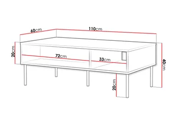 Laholm 110 cm Rektangulært Sofabord med Hyller i Malt Tre - Hvit - Møbler - Bord - Sofabord