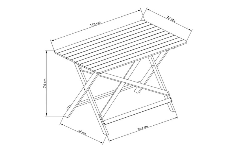 Landet spisebord utendørs - 118x70x74 cm - Grønn - Hagemøbler - Hagebord - Spisebord ute
