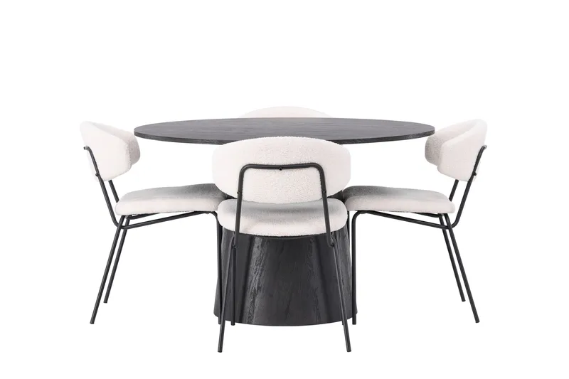 Lanzo Matgruppe 120 cm Rund med 4 Chico Stoler, Mocca