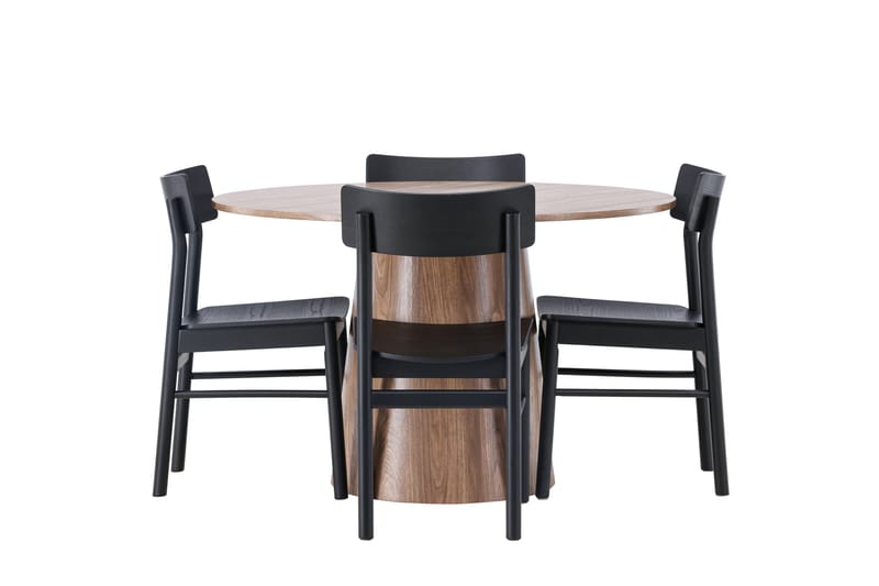 Lanzo Matgruppe 120 cm Rund med 4 Montros Stoler, Natur