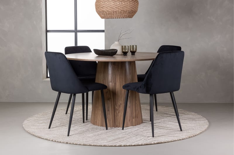 Lanzo Matgruppe 120 cm Rund med 4 Night Stoler - Natur - Møbler - Bord - Spisegrupper