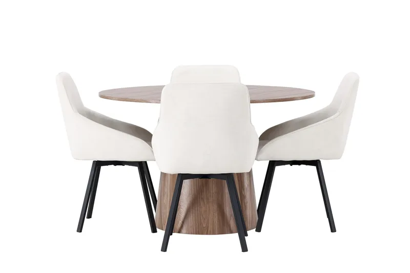 Lanzo Matgruppe 120 cm Rund med 4 Rosie Stoler, Natur