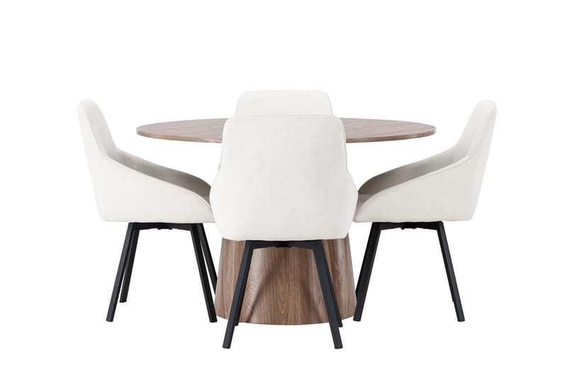 Lanzo Matgruppe 120 cm Rund med 4 Rosie Stoler, Natur