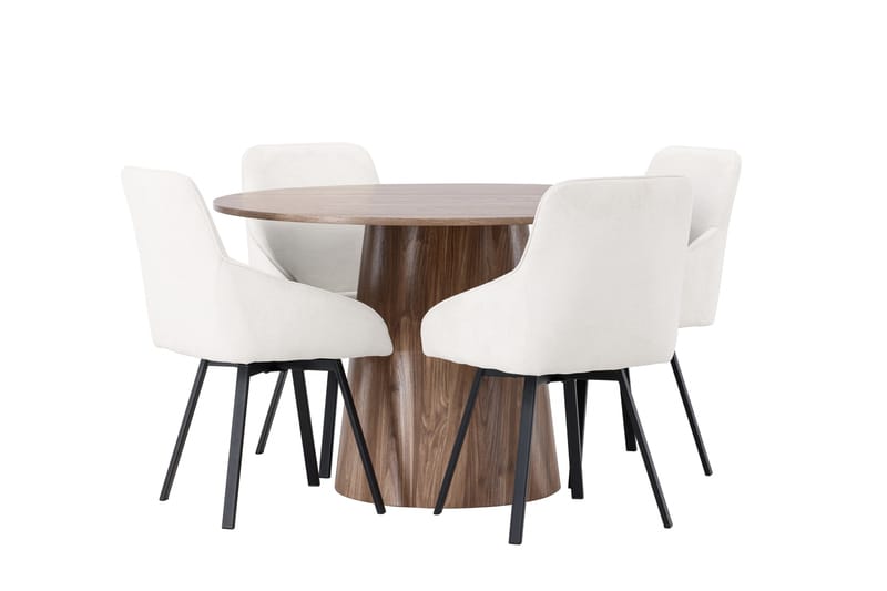 Lanzo Matgruppe 120 cm Rund med 4 Rosie Stoler - Natur - Møbler - Bord - Spisegrupper