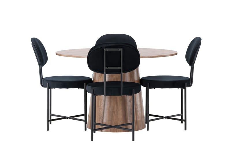 Lanzo Matgruppe 120 cm Rund med 4 Stella Stoler, Natur